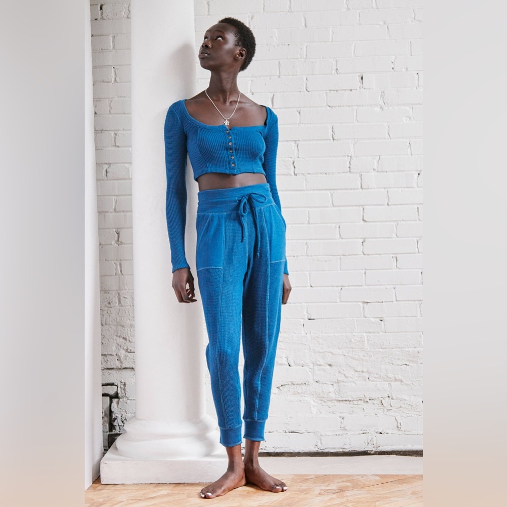 Urban Outfitters Out From Under Blue Thermal Jogger Pant size Small EUC - Picture 4 of 10